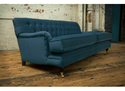 Blauer Moderner Chesterfield Dreisitzer Luxus 3-er Couch Wohnzimmer Sofa