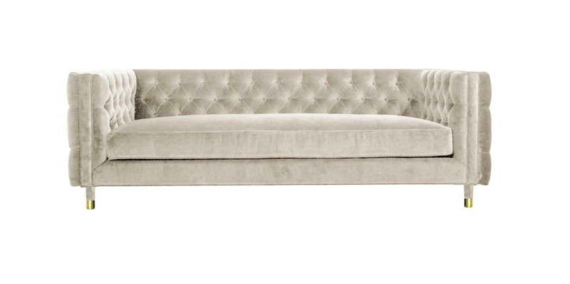 Beige Möbel 4 Sitzer Chesterfield Sofa Samt XXL Big Textil Stoff Couchen