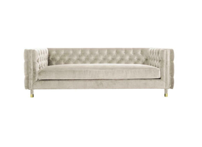 Beige Möbel 4 Sitzer Chesterfield Sofa Samt XXL Big Textil Stoff Couchen