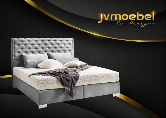 Chesterfield Boxspring Bett Textil Schlafzimmer Möbel Moderne Betten Stoff Neu