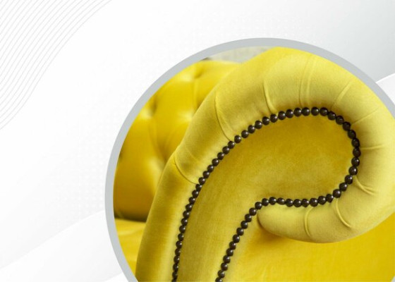 Gelbe Sofa 4 Sitzer Couch Chesterfield Polster Sitz Garnitur Leder Textil Gelb