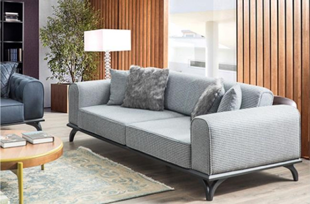 Dreisitzer Couch Sofa 227cm Sofa Couchen Polster Möbel Textil Stoff