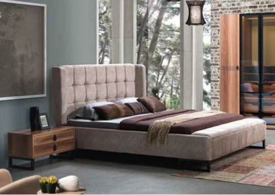 Schlafzimmer Set 5tlg. Luxus Bett 2x Nachttisch Kommode Kleiderschrank Holz Neu