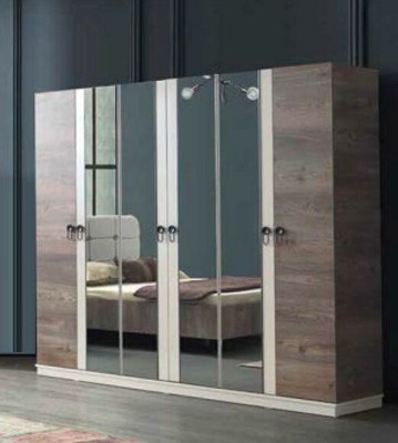Komplettes Schlafzimmer Bett Bank Schminktisch Kleiderschrank Nachttisch 5tlg.