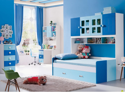 Designer Zimmer Jugend & Kinder Schlafzimmer Tisch Bett Kommode Set Neu