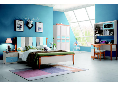 Echtes Holz Bett Schreibtisch Schrank Neu 5tlg. Komplett Set Holz Schlafzimmer