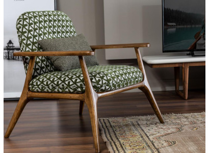 Sessel Ohrensessel Cocktailsessel Sitzer Modern Design Grau Stoff Grün