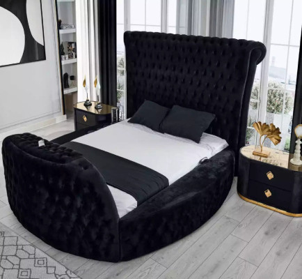 Moderne Chesterfield-Bett in luxuriöser schwarzer Farbe
