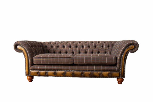 Chesterfield 3 Sitzer Couch Polster Textil Couchen Wohnzimmer Sofa Neu