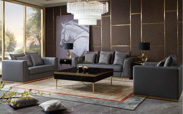 Dreisitzer Couch Modern Couch Polster Sofa 3 Sitzer Leder Couchen