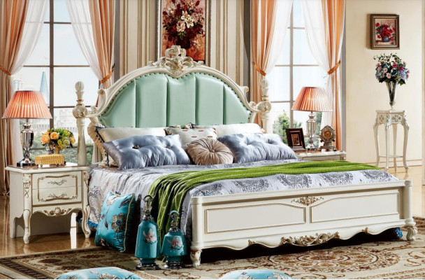 Luxus Bett Holzbett Schlafzimmer mit Nachttischen 3tlg. Set Betten Neu