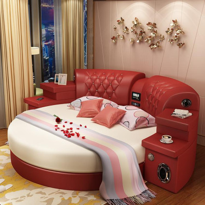 Rundes Kingsize Bett Rund Betten Multifunktion Hotel Polster Led Regal