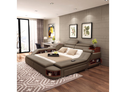 Moderne Hotel Multifunktion USB Sound Doppel Design Leder Bett Polster