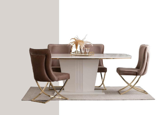 Luxus Esszimmer Essgarnitur Esstisch Set Essgruppe Tisch Stühle Kommode 7tlg