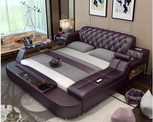 Design Multifunktion Bett XXL Big Betten Leder Hotel Polster 150x200cm