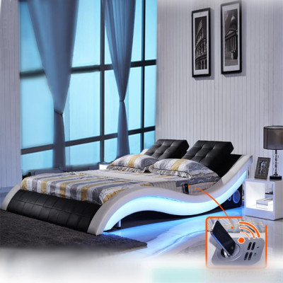 Luxus Bett Design Betten Digital LED Schlafzimmer Möbel Leder Doppel
