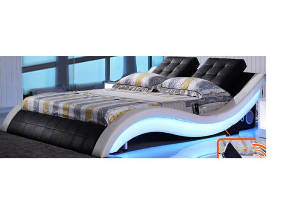 Luxus Bett Design Betten Digital LED Schlafzimmer Möbel Leder Doppel