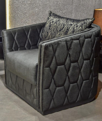 Luxus Einsitzer Sessel Grau Polster Relax Möbel Neu Metall Textil