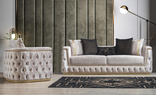 Sessel Sitz Modern Design Wohnzimmer Polster Metall mit Textil