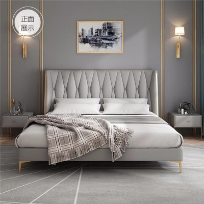 Hotel Luxus Design Betten Polster Metall Leder Schlafzimmer Edelstahl