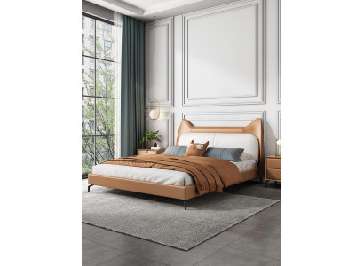 Modernes Hotel Leder Stoff Doppelbett 160x200cm Designer Bett Doppel