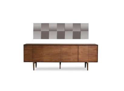 Modernes Luxus Holz Sideboard Wohnzimmer Ablage Konsole Spiegel 2tlg