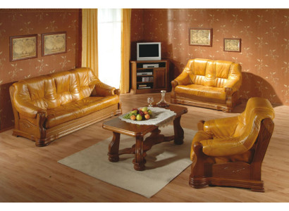 Dreisitzer Couch Klassische Ledersofa Couch Polster Sofa 3 Sitzer Leder