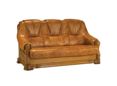 Holz Sofa 3 Sitzer Polster Designer Couchen Garnitur SL Sofa Dreisitzer Leder