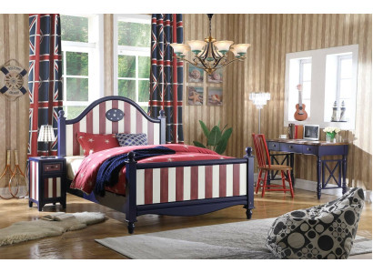 America Bett Kinderzimmer Betten Schlafzimmer Holz echtholz Möbel Blau Design