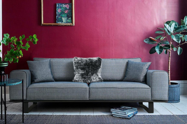 Designer Graue Couch Luxuriöses Wohnzimmer 3-Sitzer Textilsofa Dreier