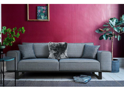Designer Graue Couch Luxuriöses Wohnzimmer 3-Sitzer Textilsofa Dreier