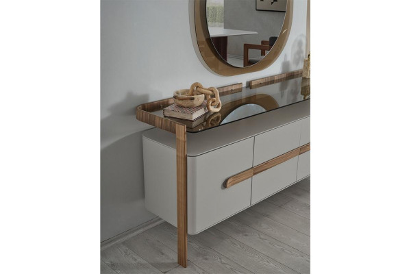 Weiß-Braune Kommode Designer SIdeboard Luxus Esszimmer Holz Möbel 2tlg