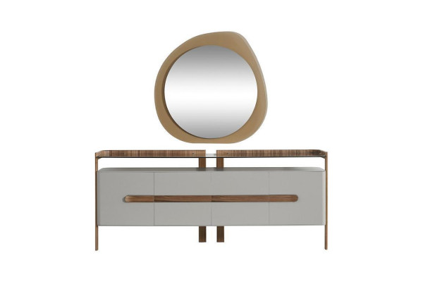 Weiß-Braune Kommode Designer SIdeboard Luxus Esszimmer Holz Möbel 2tlg