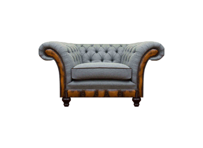 Grauer Einsitzer Chesterfield Lehnsessel Designer Cocktail 1-Sitzer