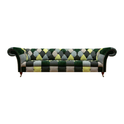 Modern Sofa Viersitzer Mehrfarbig Wohnzimmer Couch Sitzmöbel Textil Chesterfield