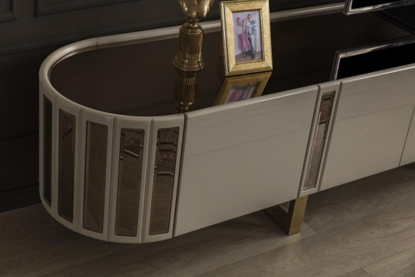 Ovaler Fernseh Ständer rtv Lowboard tv Sideboard Kommode Wohnzimmer Holz Möbel