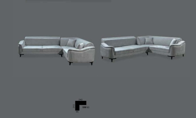 Stoff Ecksofa L-Form Sofa Polster Textil Eckgarnitur Samt Grau 310x240