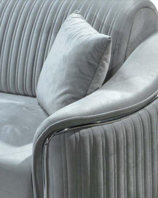 Stoff Ecksofa L-Form Sofa Polster Textil Eckgarnitur Samt Grau 310x240