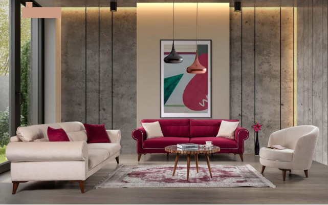 Garnitur Set Sofagarnitur 3+3+1 Sitz Sofas Sessel Stoff 3tlg Couchen