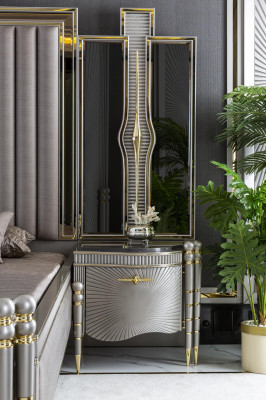 Nachttisch Grau Schlafzimmer Elegantes Modern Möbel Schön Nachttische Luxus Neu