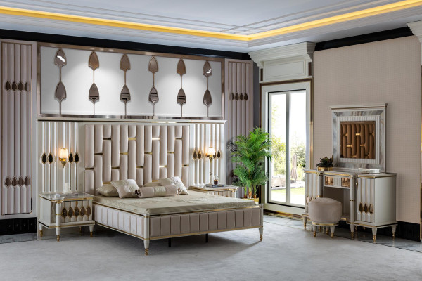 Runder Hocker Beige Rund Polster Bank Fußhocker Schlafzimmer Sitzhocker