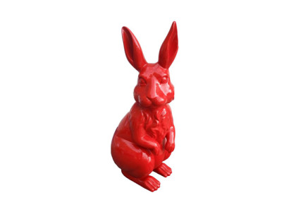 Garten Dekoration roter Hase Statue Figur Deko Statuen Skulptur Figuren 220 cm