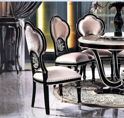 Königlicher Stuhl für 6 Personen für das Wohnzimmer in Schwarz-Beige