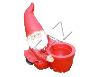Weihnachten Nikolaus mit Blumentopf Garten Statue Skulptur Figuren Skulpturen