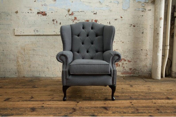 Chesterfield Design Luxus Stoffsofas Textil  Ohrensessel 1 Sitzer Sofa Polster