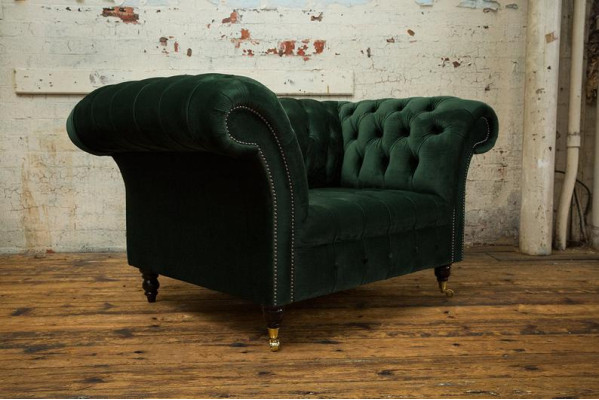 Chesterfield Design Sofa Sessel Couch Polster Luxus Textil Couchen 1 Sitzer #103