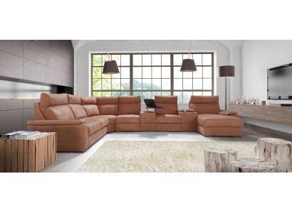 Wohnlandschaft Ecksofa Ablage Kühlfach Bettfunktion Schlaf Sofa Couchen Polster