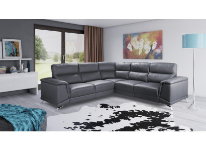 Eck Garnitur Heim Kino Sofa Couch Polster Couchen Sofas Relax Fußstützen Leder