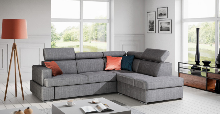 Bettfunktion Stoff Ecksofa L-Form Sofa Couch Design Couch Polster Textil Modern