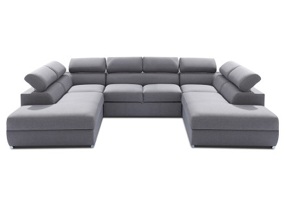 Design Wohnlandschaft Bettfunktion Stoff Ecksofa U-Form Sofa Couch Textil Sofas